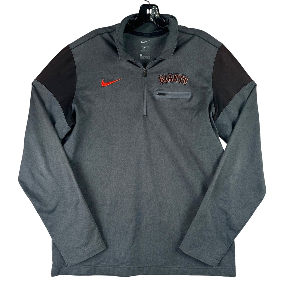 San Francisco Giants Nike MLB Pullover Mens Medium Grey Quarter Zip Sportswear
